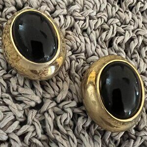 Onyx and Gold Earrings